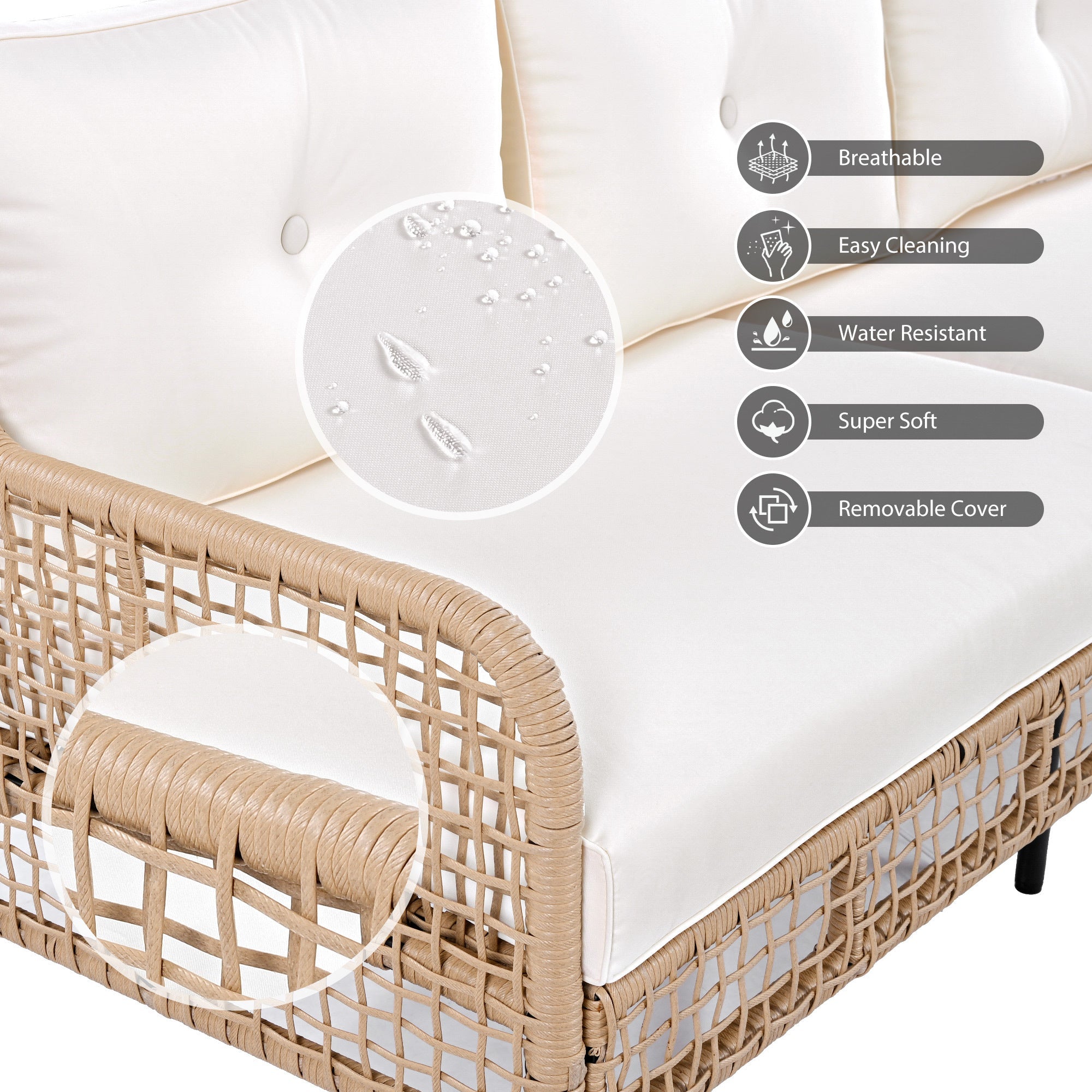 4 Pieces Patio Furniture Set with Swivel Chairs, Outdoor Wicker Sofas SHIPPING ONLY IN USA