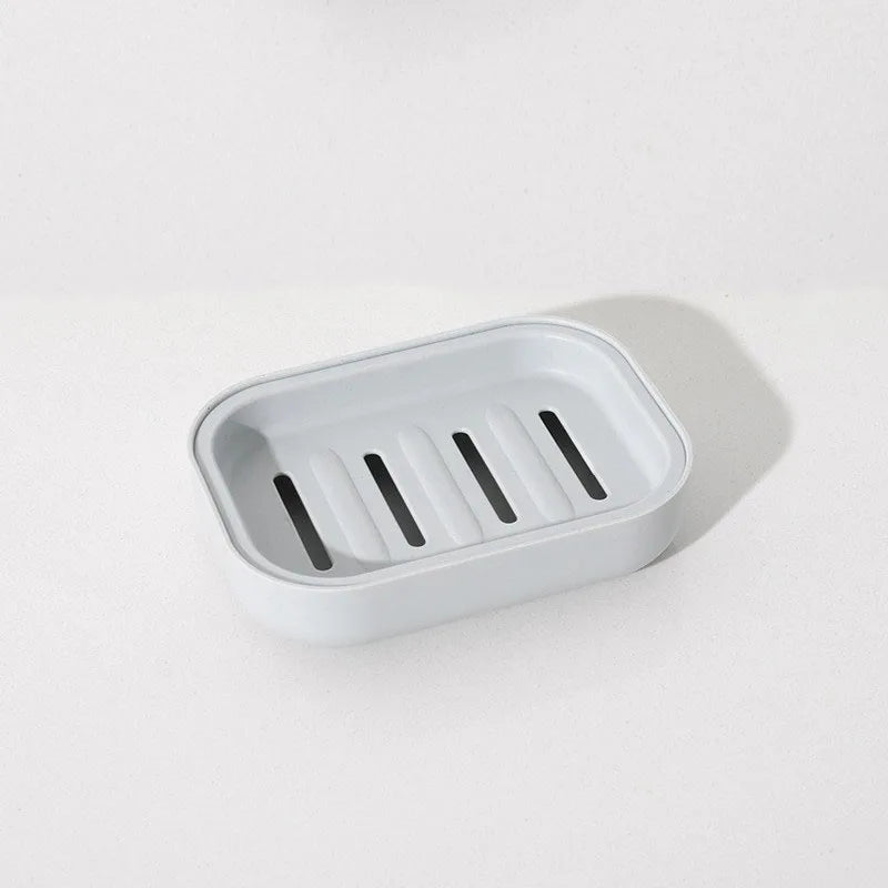 Portable Double-Layer Soap Dish with Drainage Cover Square Plastic Storage Box for Bathroom & Travel Use ﻿