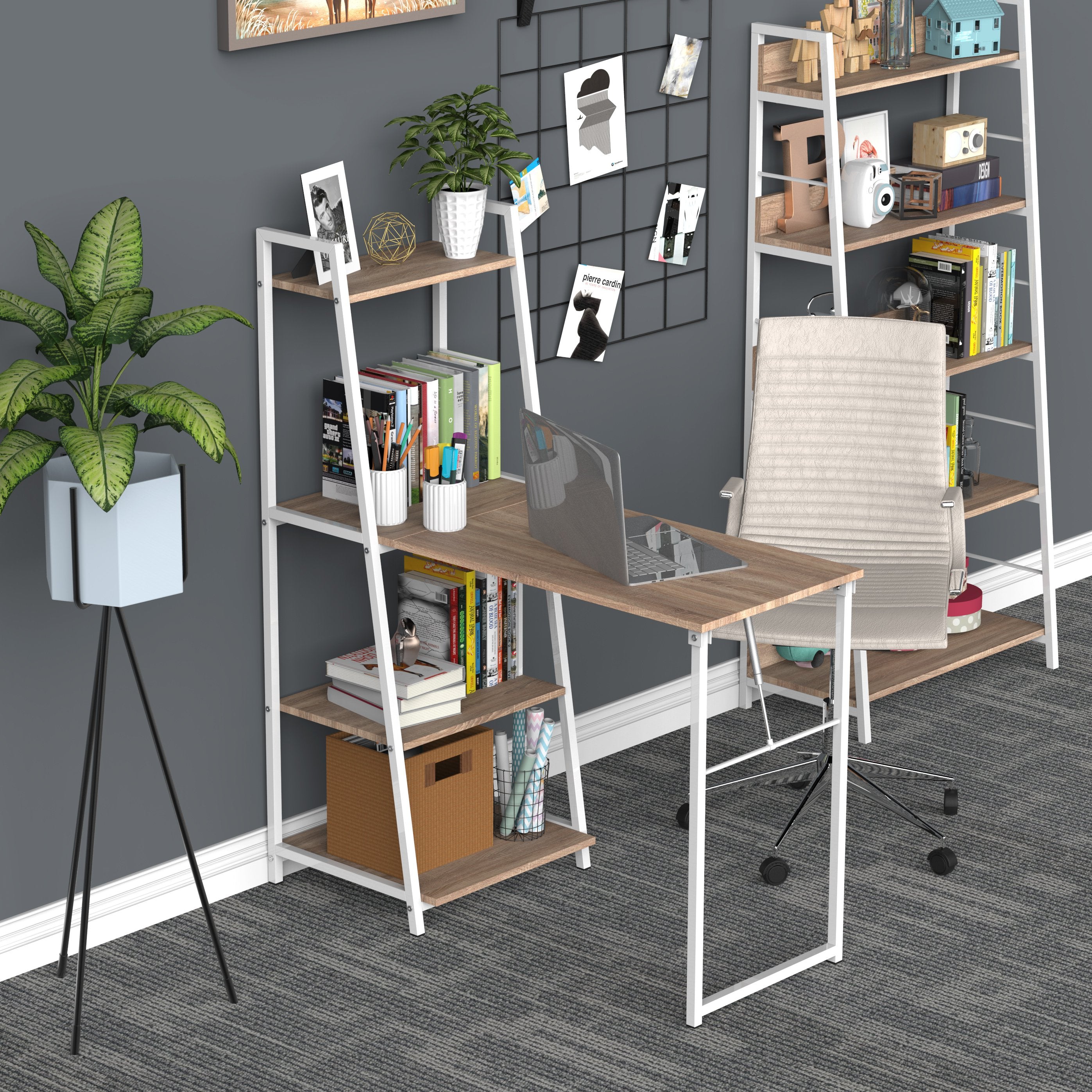 HOMCOM Foldable Office Desk with Storage Shelf Computer Workstation SHIPPING ONLY IN CANADA.Unsupported Countries: Northwest,Nunavut,Territories,Yukon