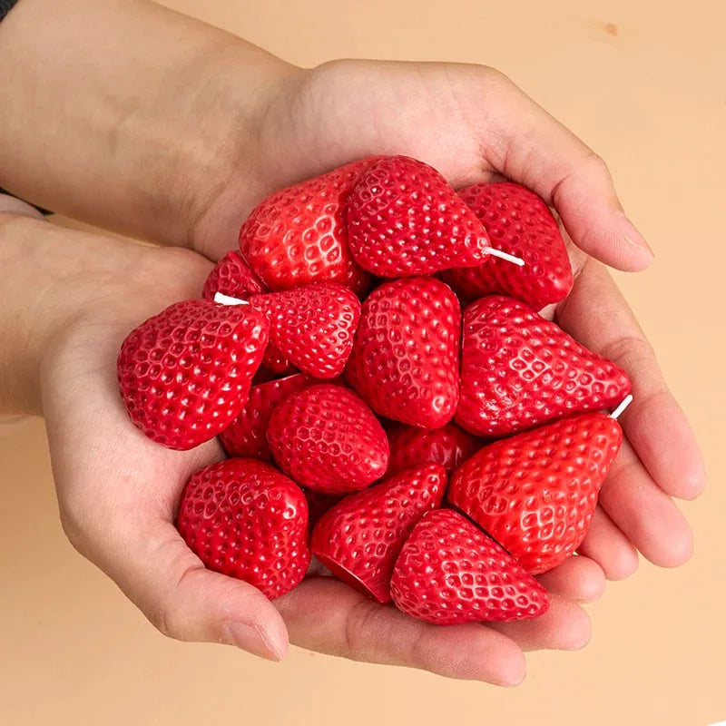 3D Strawberry Aromatherapy Candle Silicone Mold DIY Handmade Romantic Scented for Valentine's Day Party Home Decor Birthday Gift