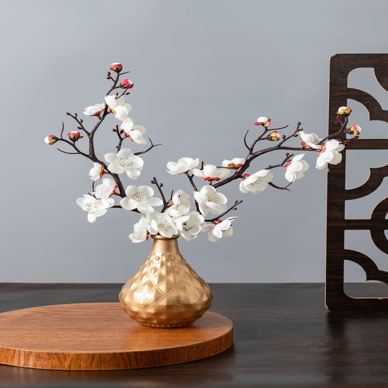 Artificial Flower Spring Plum Blossom Peach Branch Silk Flowers Home Wedding Party Decoration Christmas Wreaths diy dining table