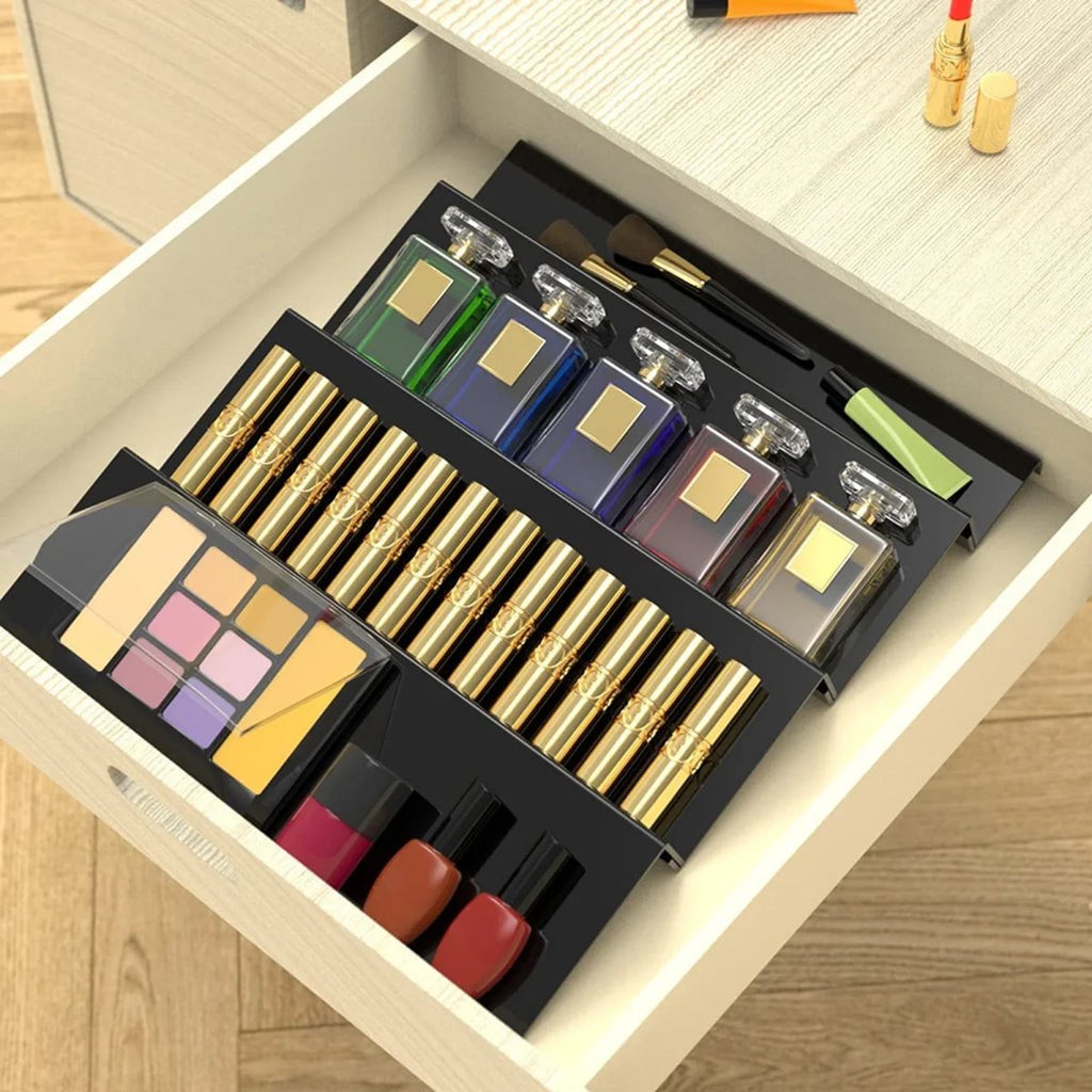 4 Layer Spice Drawer Organizer Adjustable Acrylic Spice Jars Rack Tray Expandable Seasoning Organizer Cabinet Kitchen Shelves