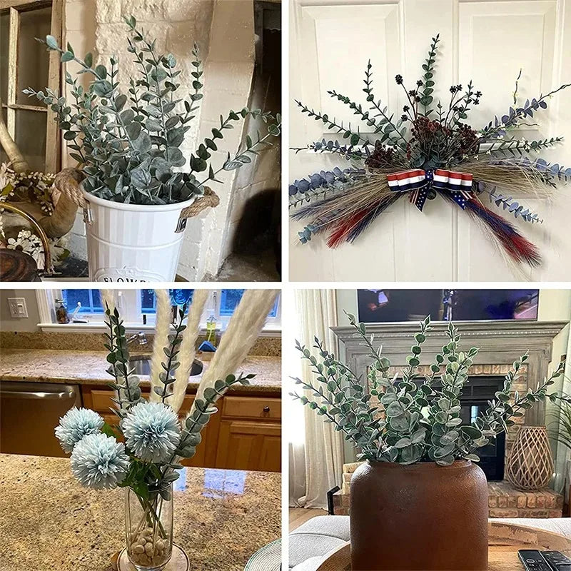 Artificial Plants Multicolor Eucalyptus Leaves Faux Greenery Boughs Wedding Bridal Bouquet Home Vase Table Diy Decoration Props
