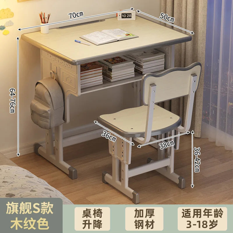 Children's Study Student Desk and Chair Set Adjustable Height Writing Desk for Kids Home & School Standard & Pro Cushion Version