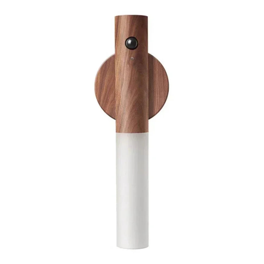 Wood-Style Rechargeable LED Wall Light with Motion Sensor Ideal Portable Plastic Lantern for Bedroom Bedside Stairs and Hallway