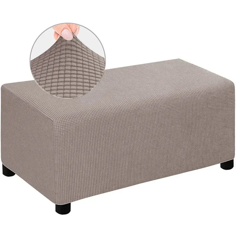 Jacquard Ottoman Slipcover Storage Stool Furniture Protector Cover Thick Rectangle Elastic Foot Rest Slipcover Home Decor 오토만 커버