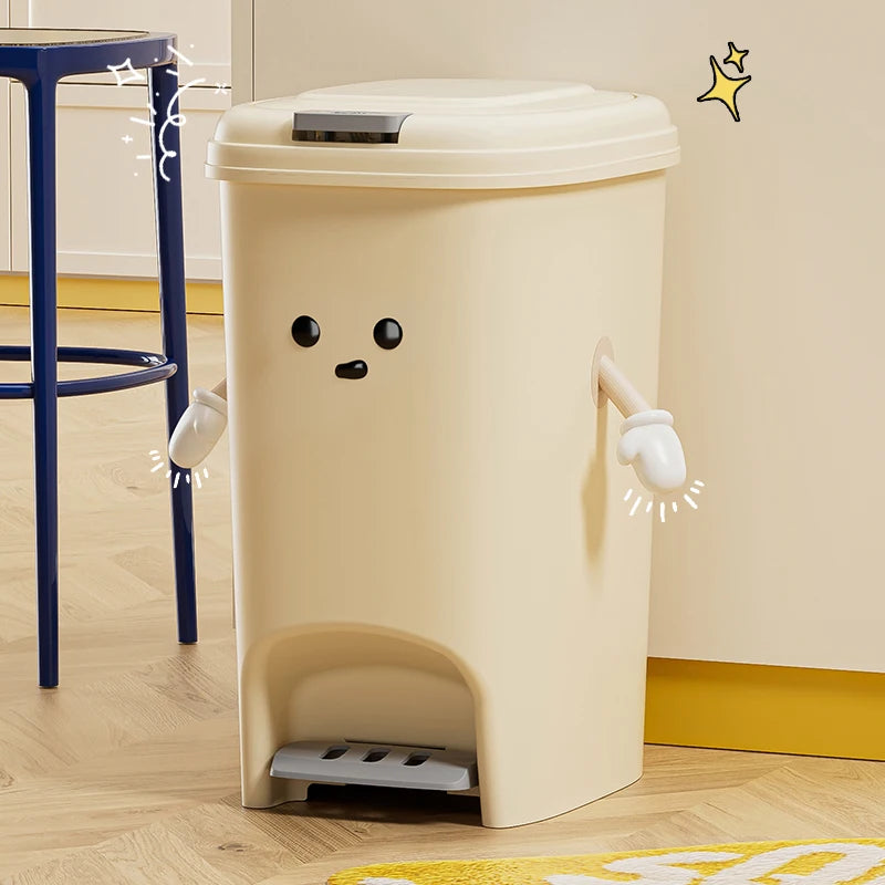 Uforu 10L/20L Back to School Large Capacity Foot Pedal Trash Can for Kitchen Dorm Room Toilet DIY Cute Creative Ash-Bin