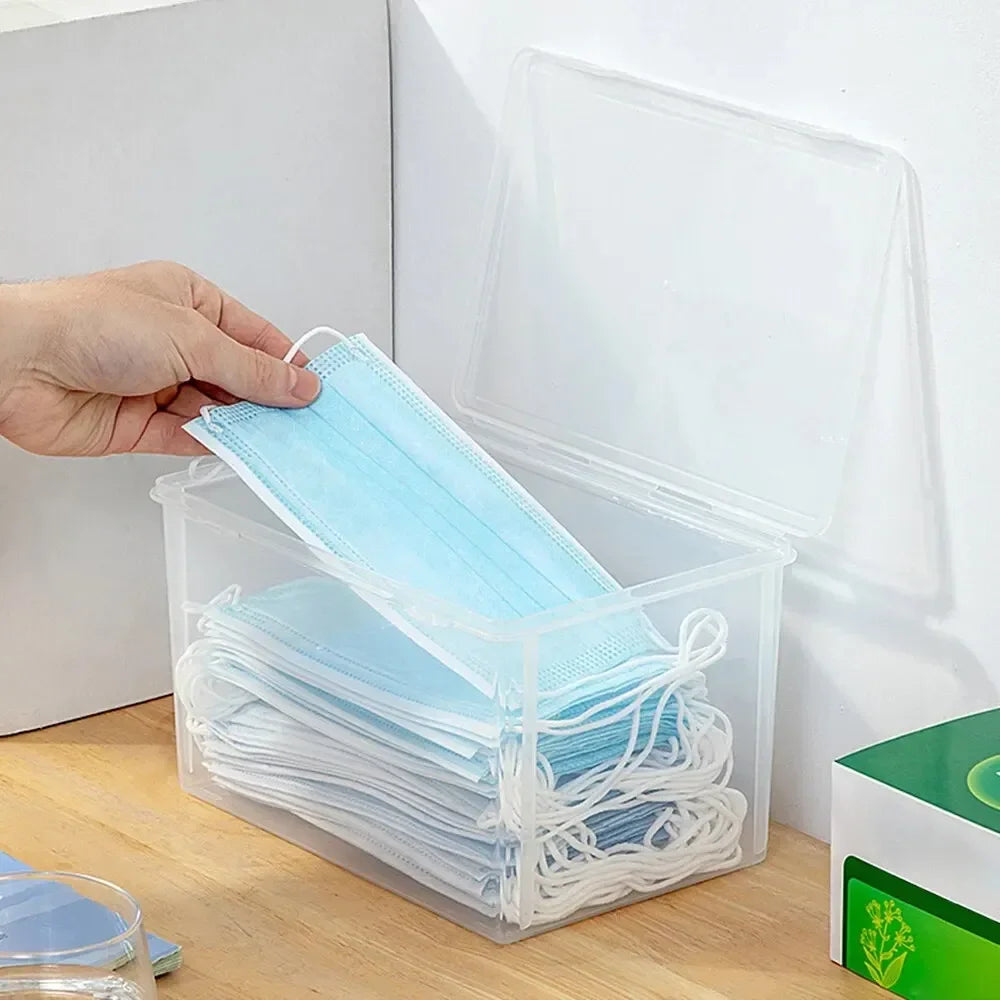2PCS Transparent Large Capacity Mask Storage Box Household Mask Nose Medicine Storeage Compartment