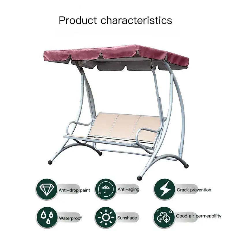 Outdoor Swing Canopy 3 Seater Chair Top Cover Canopy UV Sun Water Proof for Patio Yard Seat Hammock Canopy Dustproof Cover