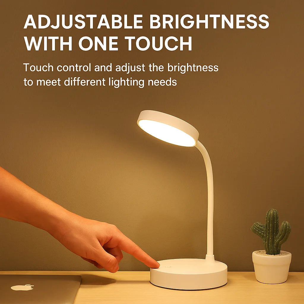 2 Pack LED Desk Lamps, Portable Table Lamp with USB, 3 Brightness, Eye Protection, Touch Control for Bedroom or Office