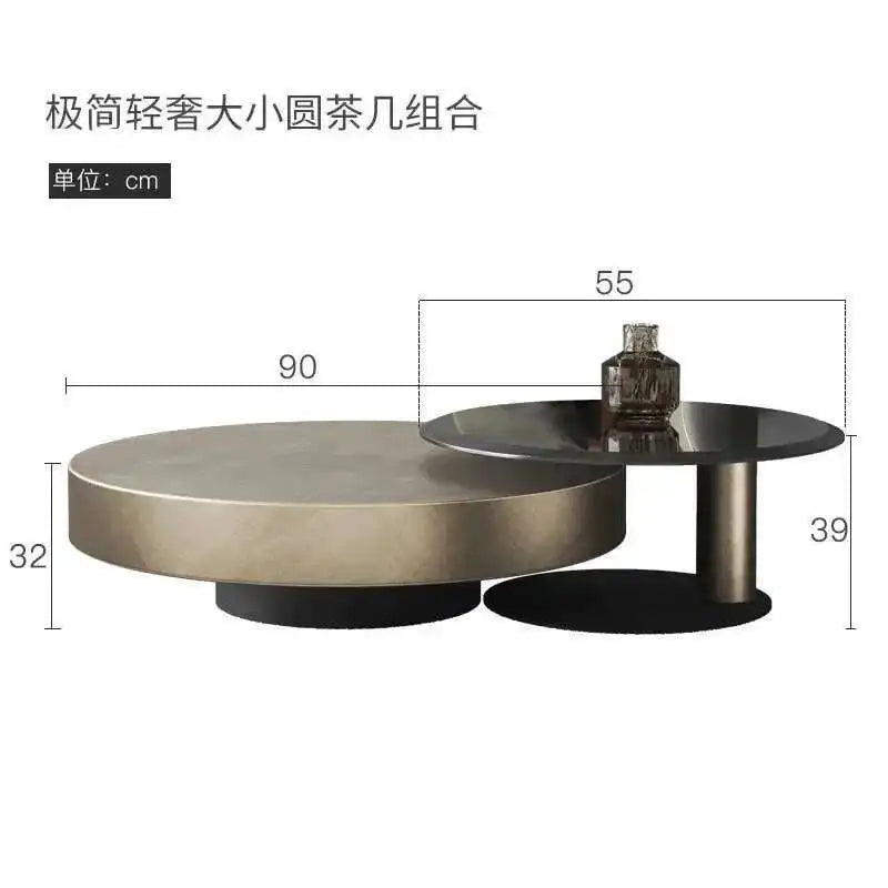 Designer Stainless Steel Coffee Tables European Luxury Round Tea Table Living Room Furniture Italian Tempered Glass Side Table