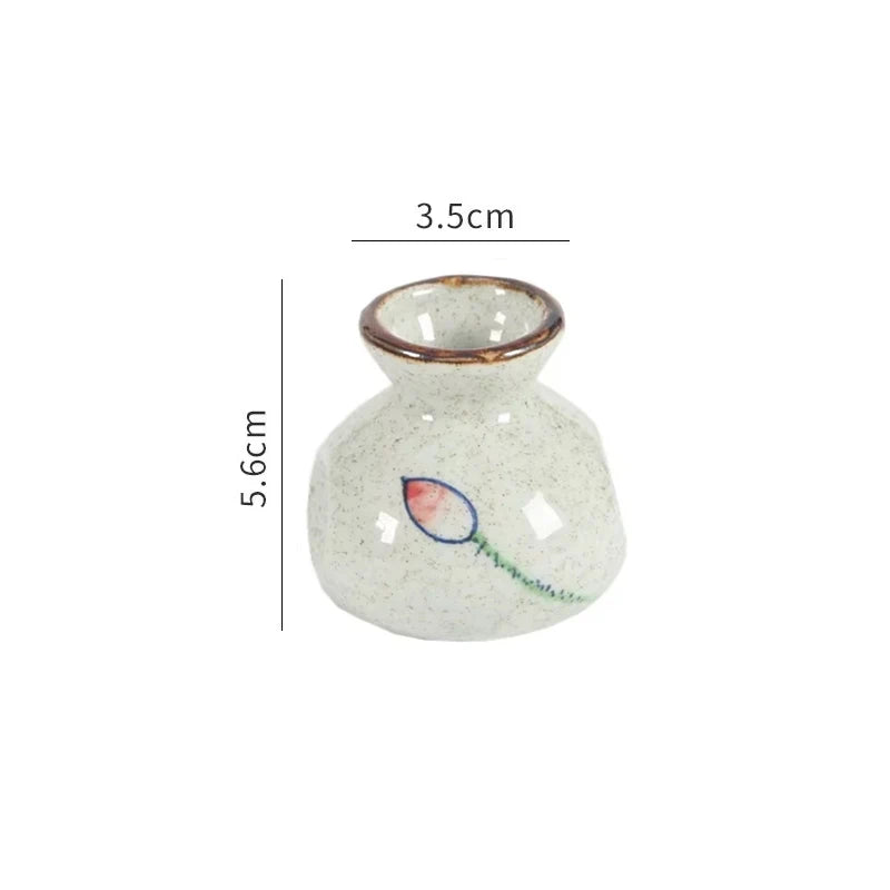 Japanese Style Ceramic Toothpick Holder Mini Retro Cotton Swab Storage Jar Simple Small Vases Decor Toothpick Dispenser Box