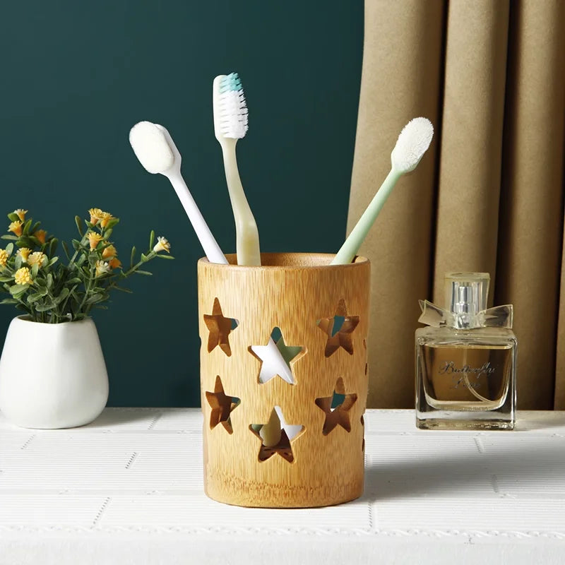 Bamboo Tube Toothbrush Cup Holder Drainage Air Circulation Toothbrush Holder Home Bathroom Offices Decor Supplies