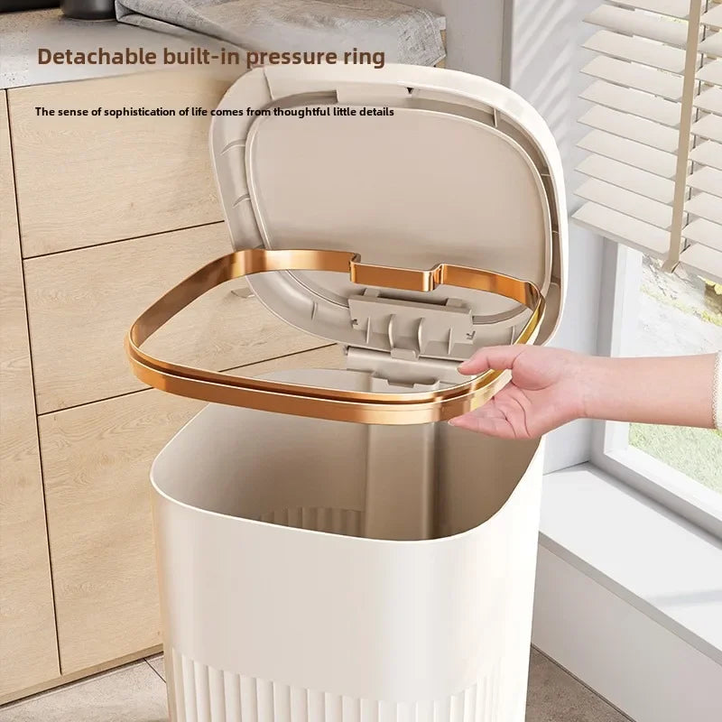 8/10L Foot Pedal Trash Can Luxury Office Kitchen Trash Can Waterproof Bathroom Waste Bins with Lid Large Capacity Garbage Bin