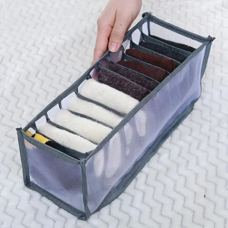 6/7/11 Foldable Underwear Underwear Socks Organizer With Dividers Clothes Storage Box Breathable Mesh Bag For Wardrobe