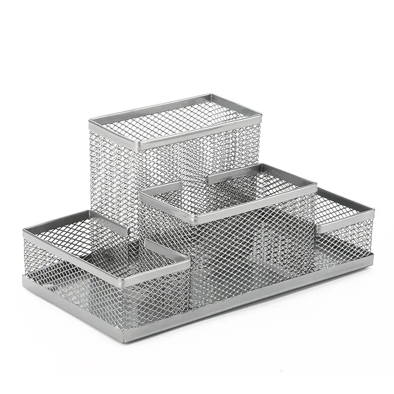 Multifuncional Desk Metal Mesh Pen Holder Organizer Office Supplies School Stationery Storage Case Pen Stand Desktop Accessories