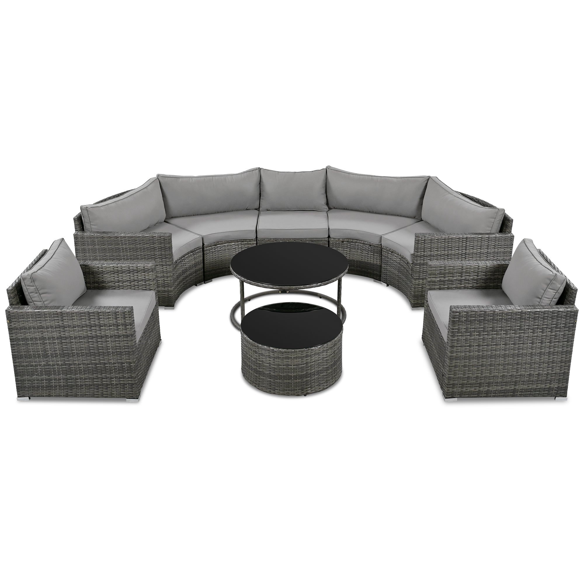 9-Pieces Outdoor Half-moon Patio Sofa Set, Round Sofa Set, Modern  SHIPPING ONLY IN USA