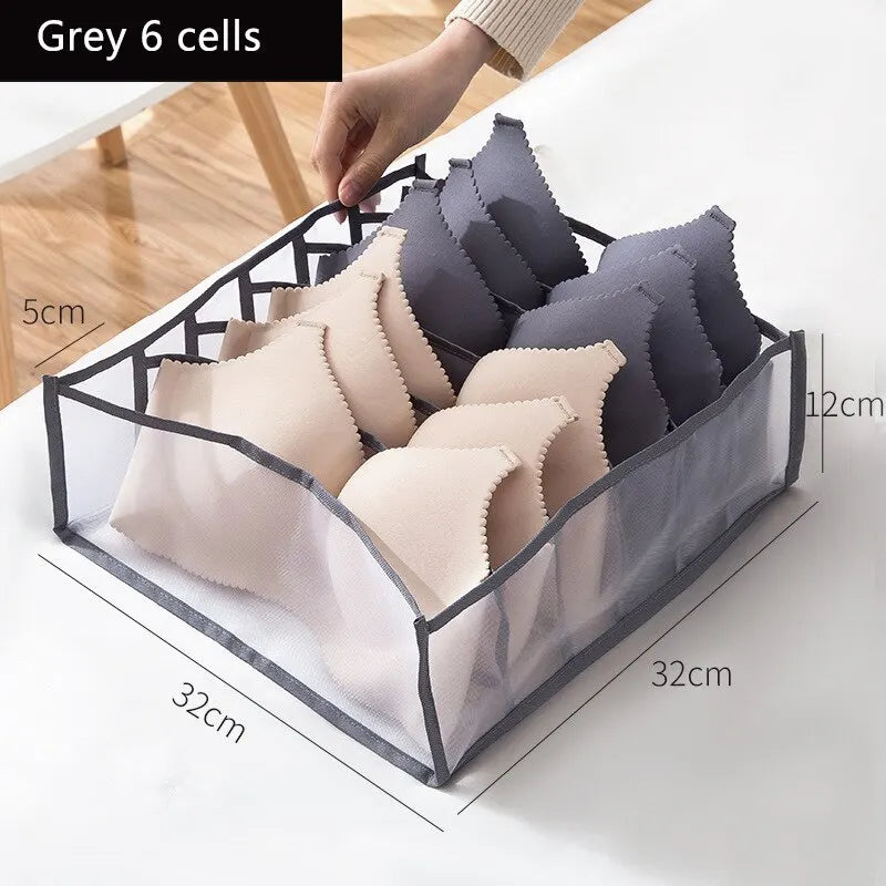 6/7/11 Foldable Underwear Underwear Socks Organizer With Dividers Clothes Storage Box Breathable Mesh Bag For Wardrobe