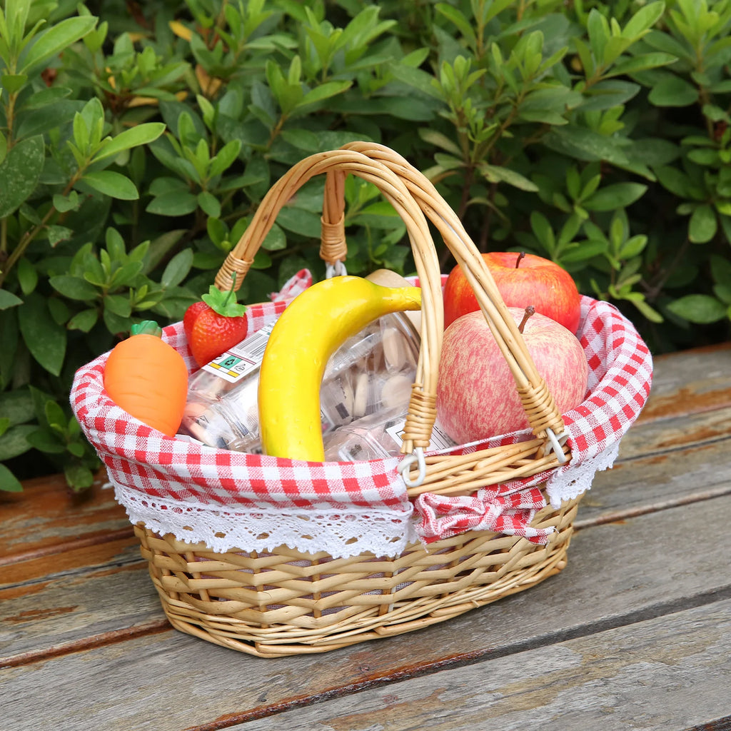 ZK40 Rattan picnic basket, wicker basket, pastoral picnic activity handle basket