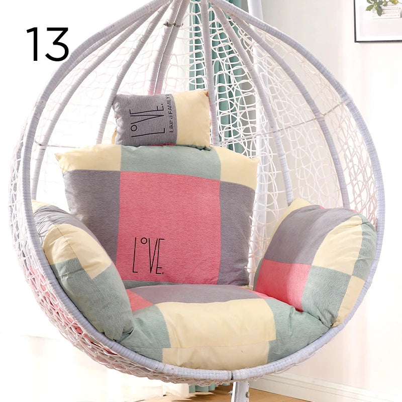 Unfilled S/L Swing Hanging Egg Swing Basket Seat Chair Cushion Cover Round Detachable Pillowcase for Home Patio Living Rooms
