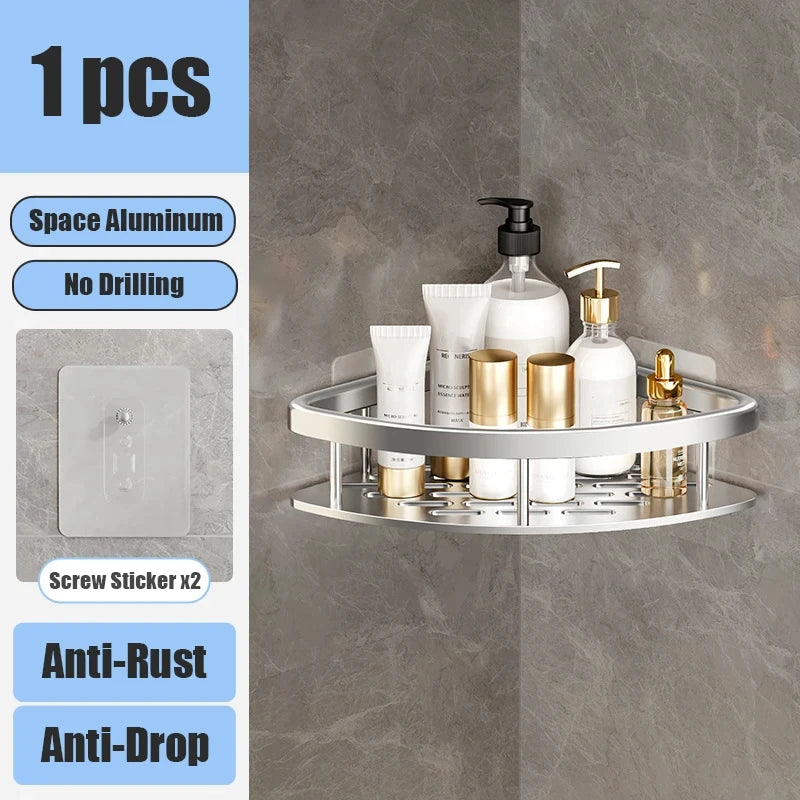 Wall mounted shower shampoo rack bathroom rack towel rack diamond free stand tripod wall hanging corner rectangular stand
