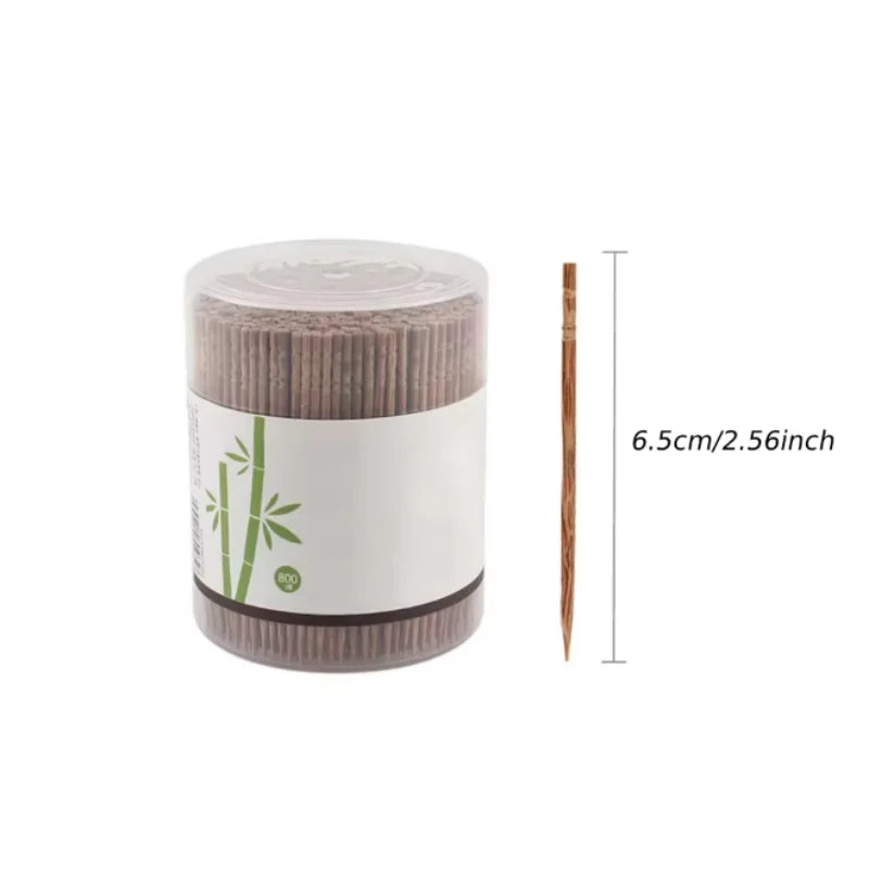 800pcs Disposable Toothpick Household Carbonized Bamboo Toothpick Eco-friendly Single Head Tooth Picks For Home Dining Hotel