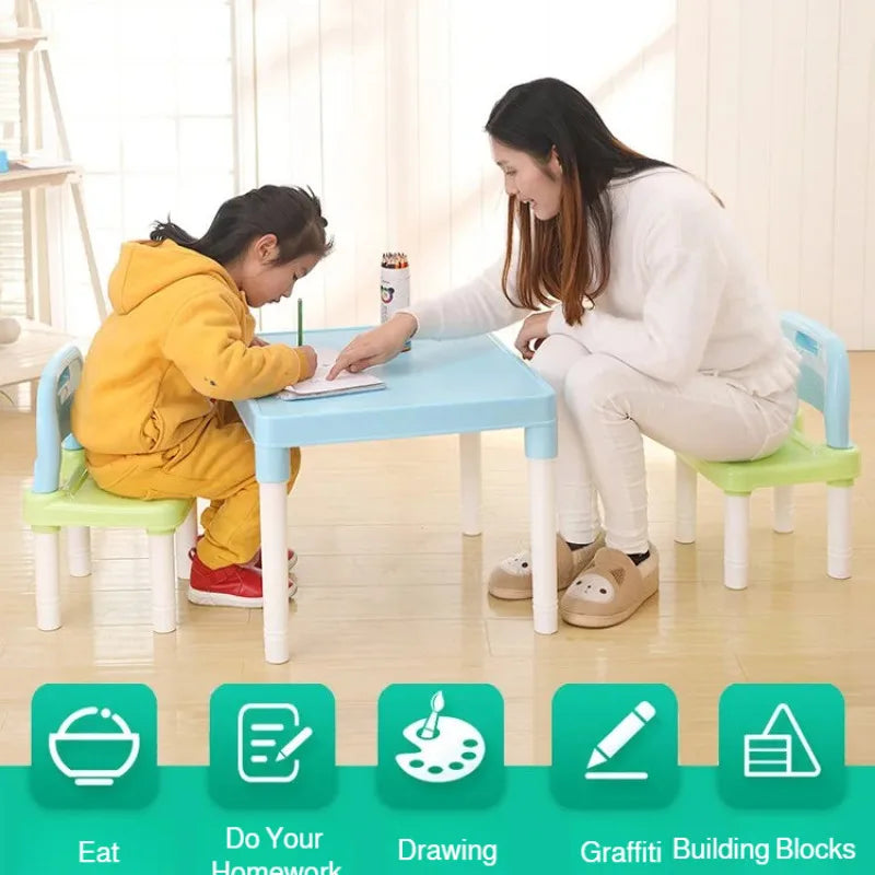 Kindergarten table and chair set Plastic Kids study table with Chair desk Toddler desk and chair set for Reading,Drawing,Snack