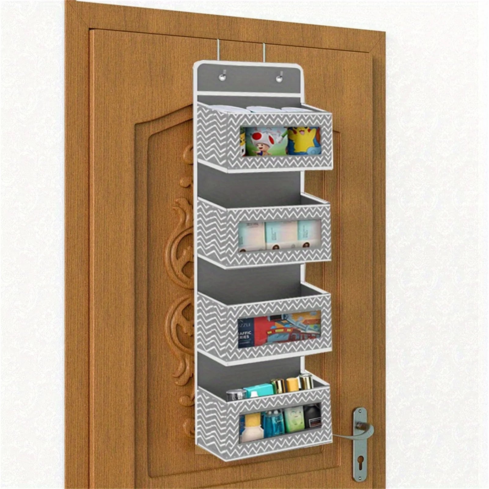 1 PC Non-Woven Fabric, 6-Layer Detachable, Divided Into 2 Hanging Storage Door Devices With Hooks, Anti Swinging Dormitory