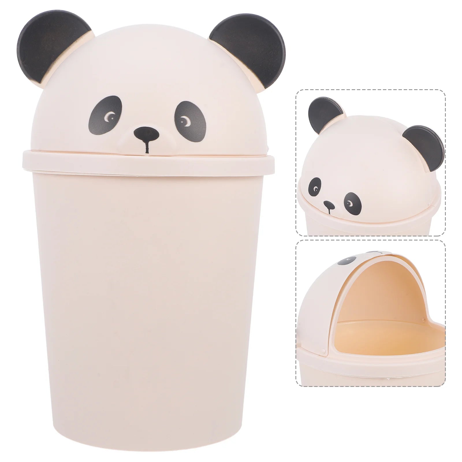 Large Capacity Cartoon Panda Trash Can With Lid Outdoor Garbage Container Bathroom Dustbin Waste Bin Reusable Plastic Household