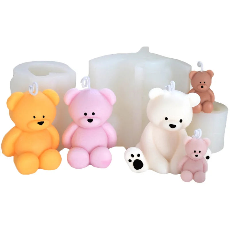3D hanging bear mold baking cake DIY fragrance gypsum home decor scented candle silicone mold