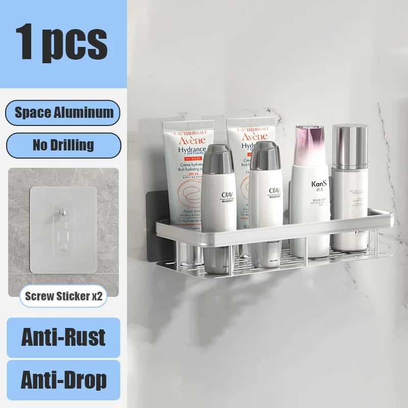 Wall mounted shower shampoo rack bathroom rack towel rack diamond free stand tripod wall hanging corner rectangular stand