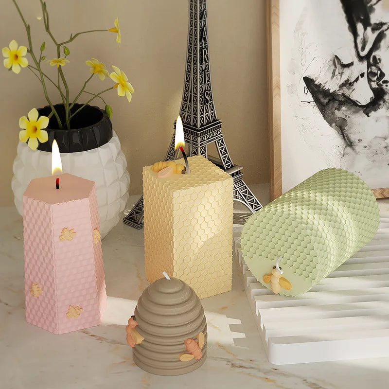 DIY Creativity Honeycomb Silicone Candle Mold 3D Beehive Scented Candle Soap Molds Plaster Resin Baking Mould Home Art Decor
