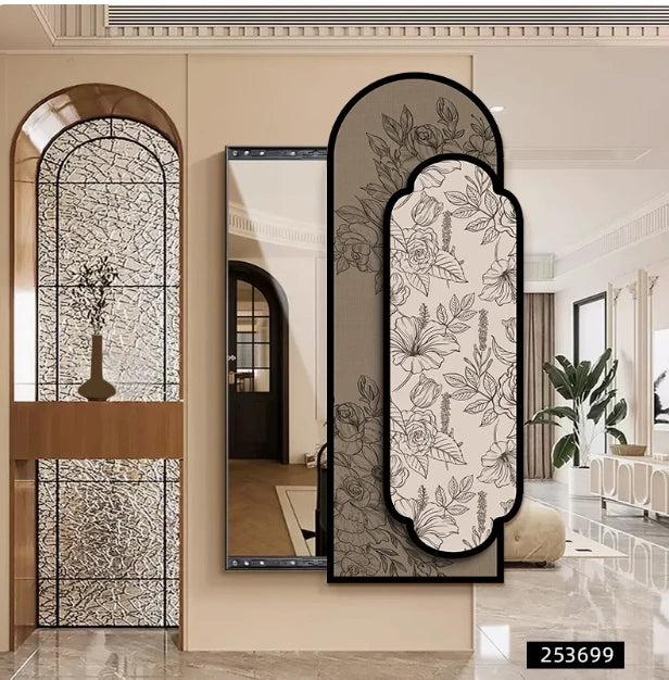 Medieval style flower hidden full-body mirror decorative painting invisible full-length mirror mural entrance can be closed