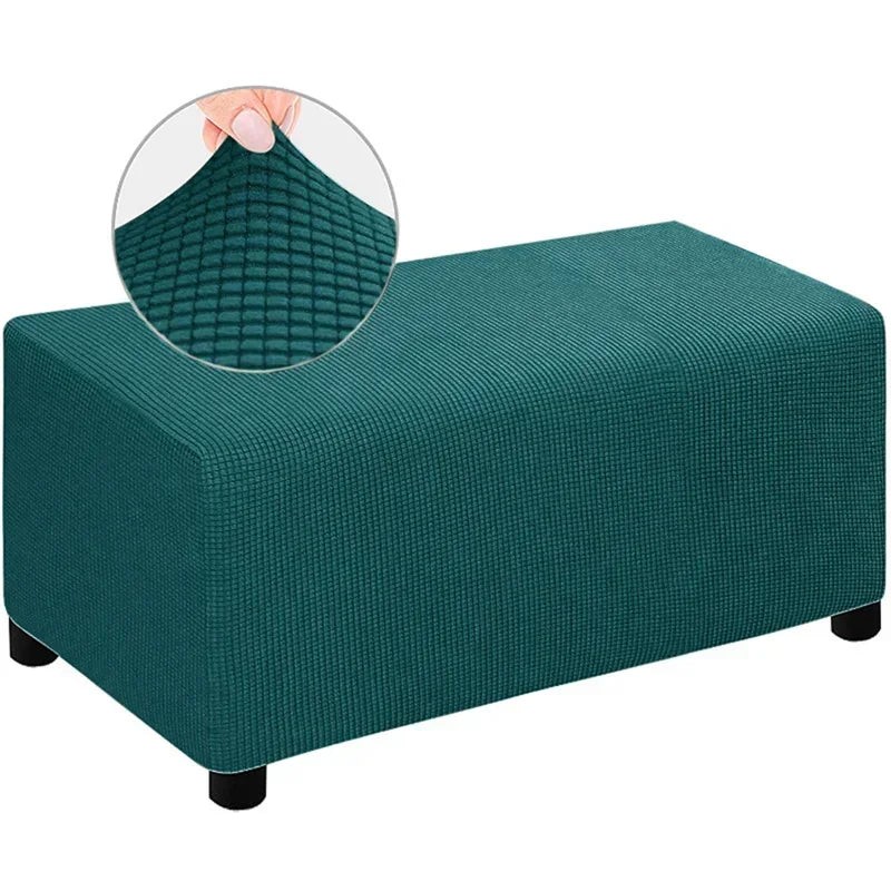 Jacquard Ottoman Slipcover Storage Stool Furniture Protector Cover Thick Rectangle Elastic Foot Rest Slipcover Home Decor 오토만 커버