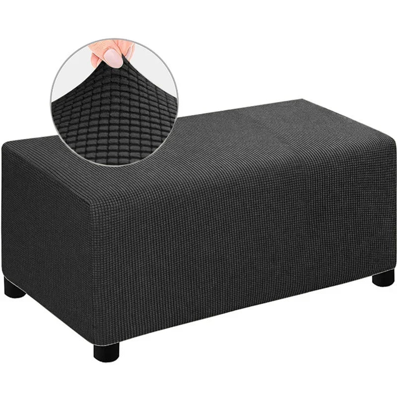 Jacquard Ottoman Slipcover Storage Stool Furniture Protector Cover Thick Rectangle Elastic Foot Rest Slipcover Home Decor 오토만 커버