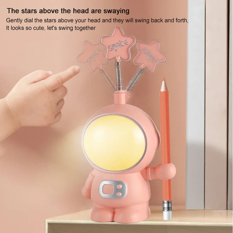 Creative Astronaut Flexible LED Study Desk Lamp with Phone Holder Bedside Color Adjust Table Lamp for Kids Student Room ﻿