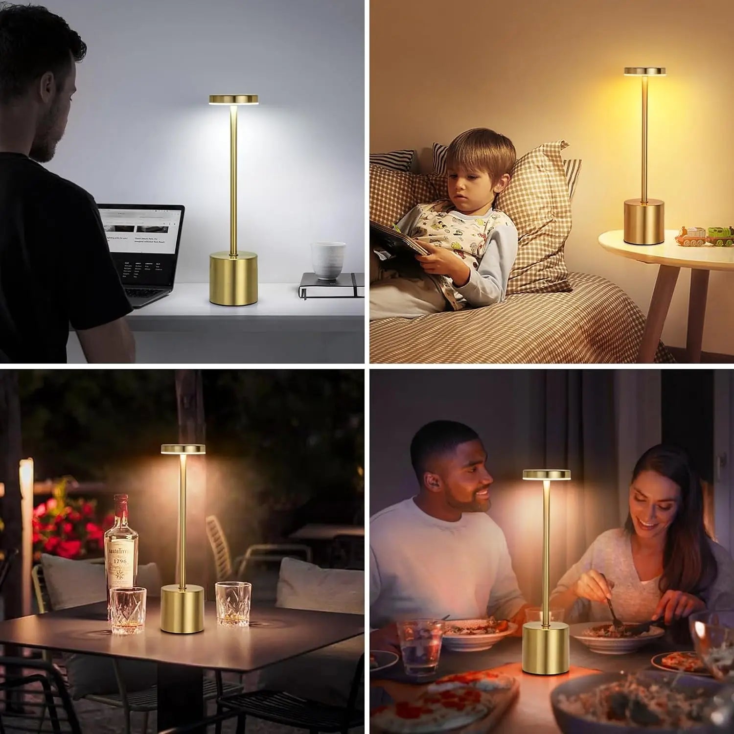 Simple LED Rechargeable Touch Metal Table Lamp Three Colors Bedside Creative Ambient Light Bar Outdoor Decoration Night Light