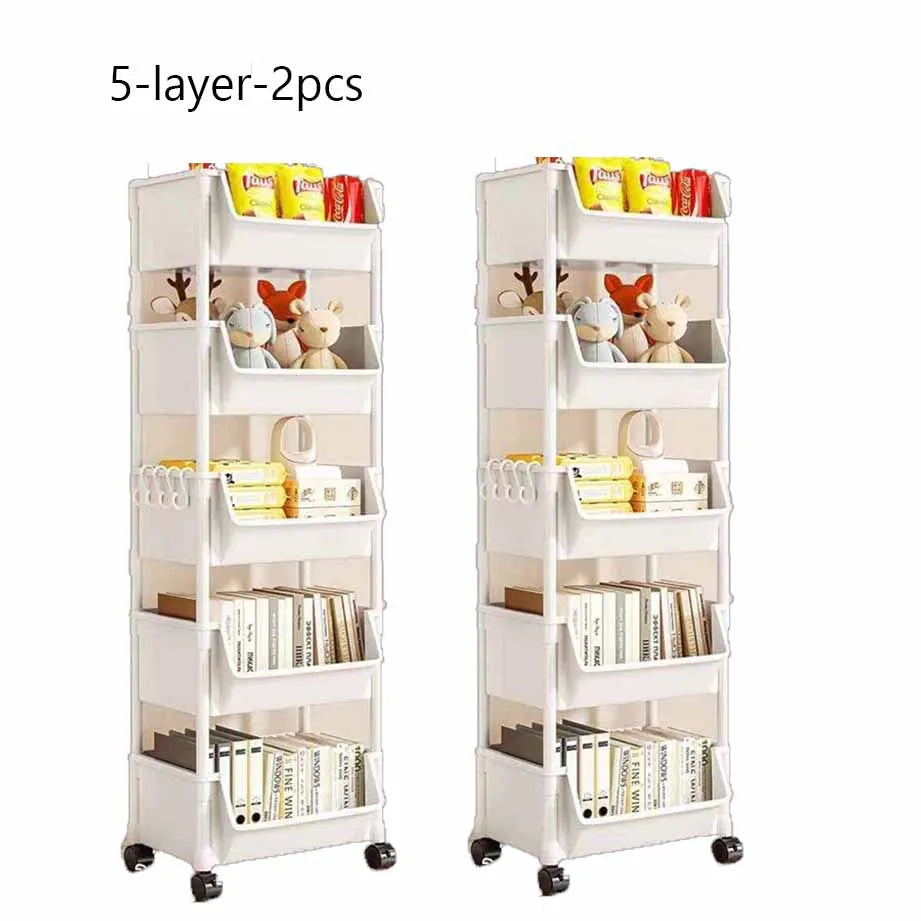 Trolley Bookshelf Kitchen Storage Rack Kitchen Corner Narrow Slit Storage Cabinet Bathroom Living Room Home Organizer