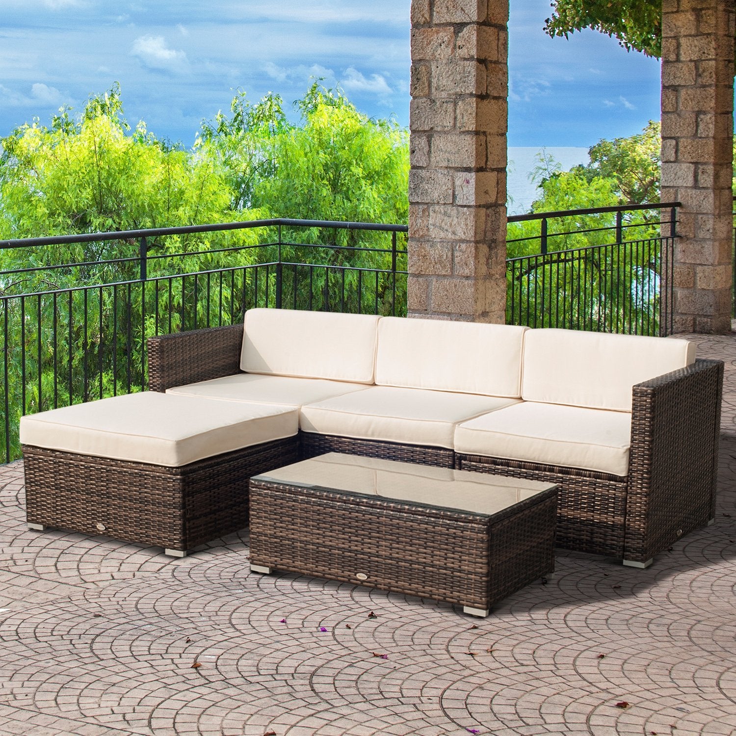Outsunny 5PC Outdoor Modular Rattan Wicker Sofa Set Aluminum Frame SHIPPING ONLY IN CANADA.Unsupported Countries: Northwest,Nunavut,Territories,Yukon