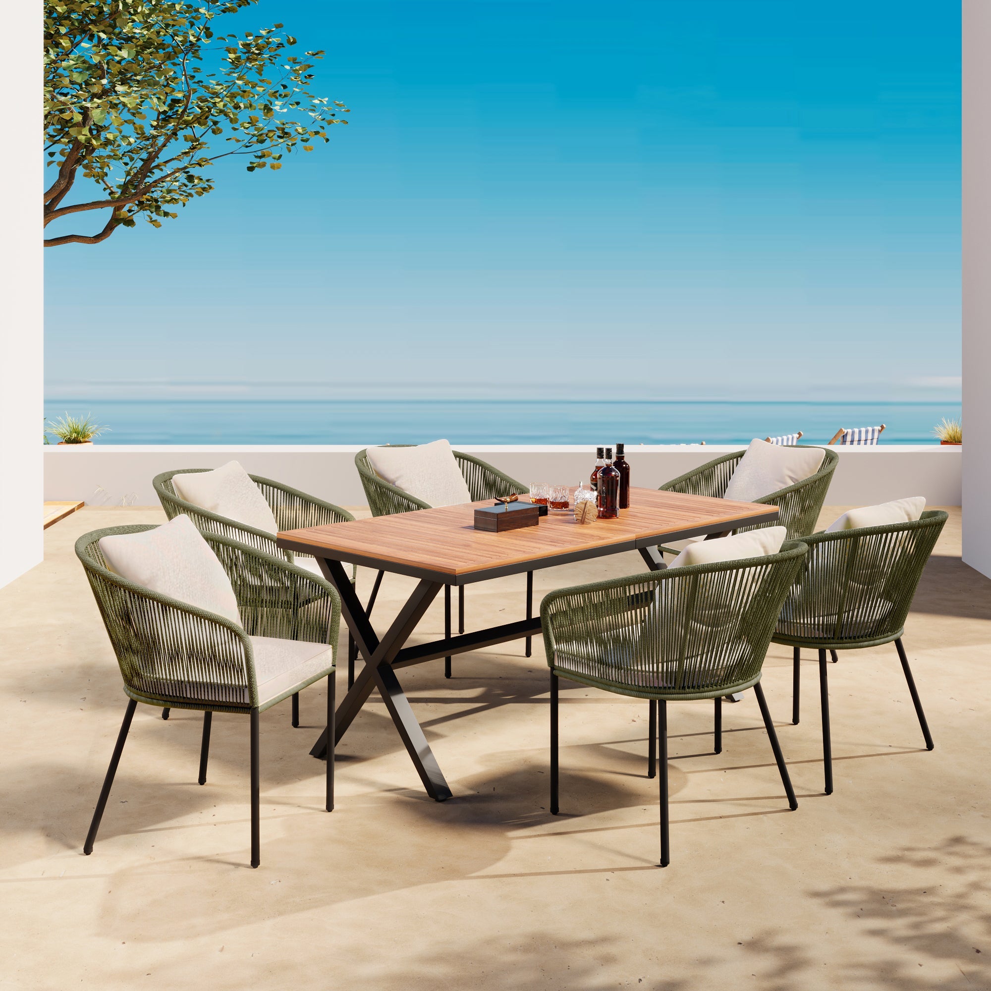 7 Pieces Patio Dining Set, All-Weather Outdoor Furniture Set with SHIPPING ONLY IN USA