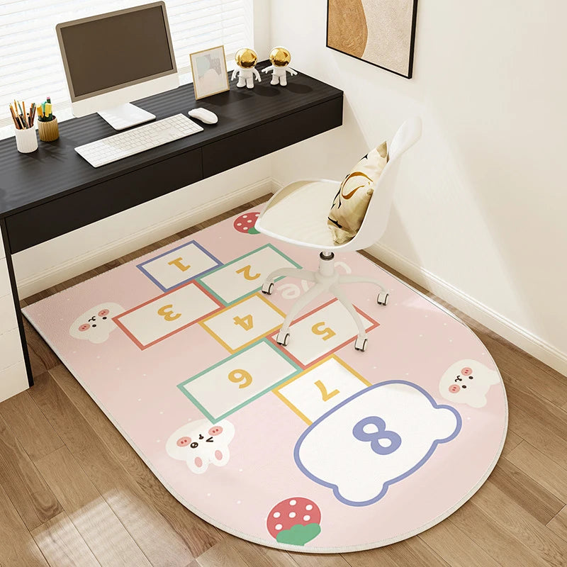 Kids Study Room Computer Chair Mat E-sports Swivel Chair Non-slip Carpet Living Room Table Study Computer Desk Foot Mat