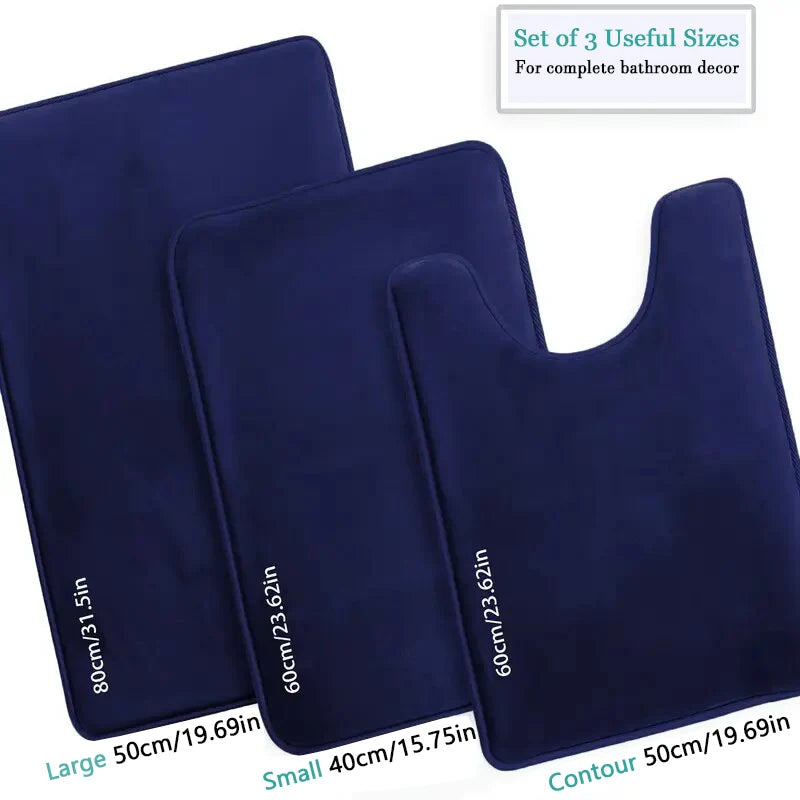 Three Piece Toilet, Bath Floor Mat, Shower Mat, Bath Absorbent Mat, Non Slip Carpet, Soft and Comfortable, Laundry Room.