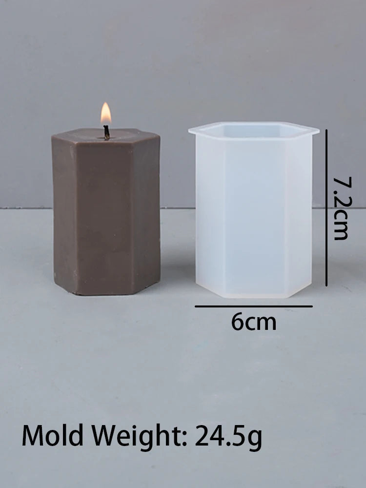 3D Geometric Silicone Candle Mold New Texture Cylindrical Scented Soap Mold DIY Square Column Hexagonal Cylinder Mold Home Decor