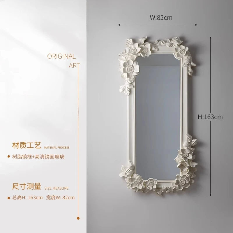 French retro carved fireplace decorative mirror wall-mounted American European wall-mounted dressing advanced full-length mirror