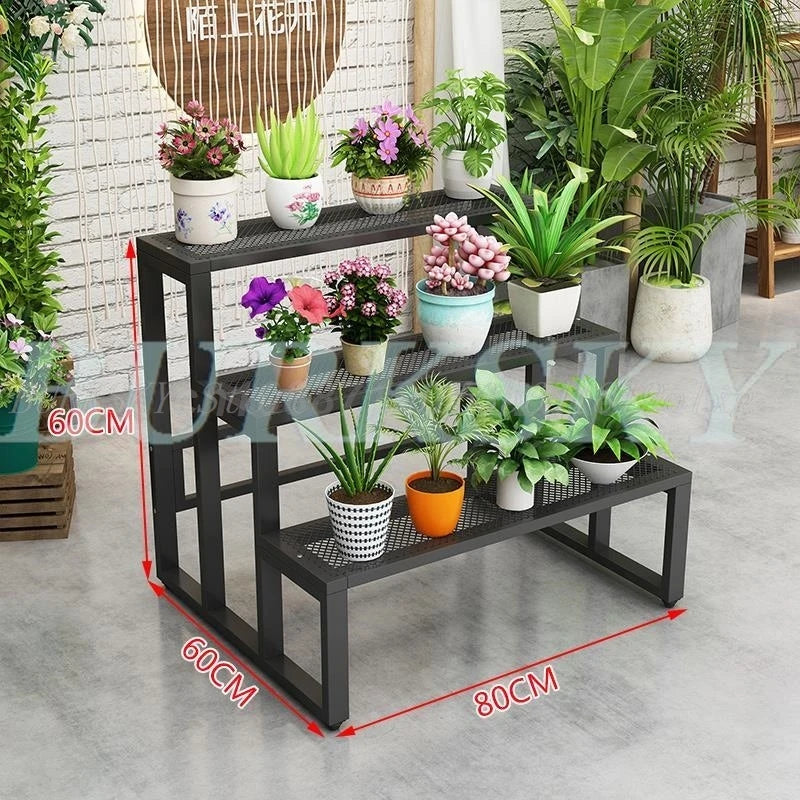 Flower Stand Plant Stand 2/3/4Tier Flower Shelf Planter Rack Storage Organizer Display Indoor Garden Balcony Floor-standing Rack