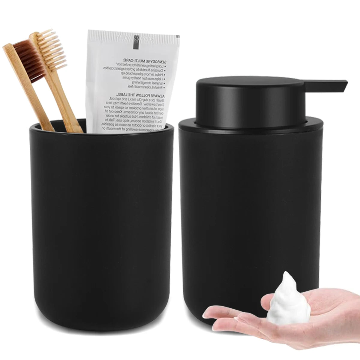 Foam Soap Dispenser with Mouthwash Cup Bathroom Refillable Foaming Hand Soap Lotion Bottles Kitchen Hands and Dish Soap Bottle