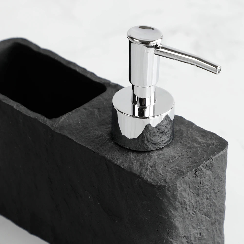 Soap Dispenser with Sponge Kitchen Sink and Bathroom Soap Dispenser  Imitation black rock Liquid Hand and Dish Soap Dispenser