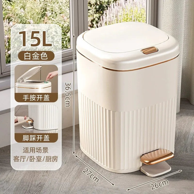 8/10L Foot Pedal Trash Can Waterproof Bathroom Waste Bins with Lid Large Capacity Garbage Bin Luxury Office Kitchen Trash Can