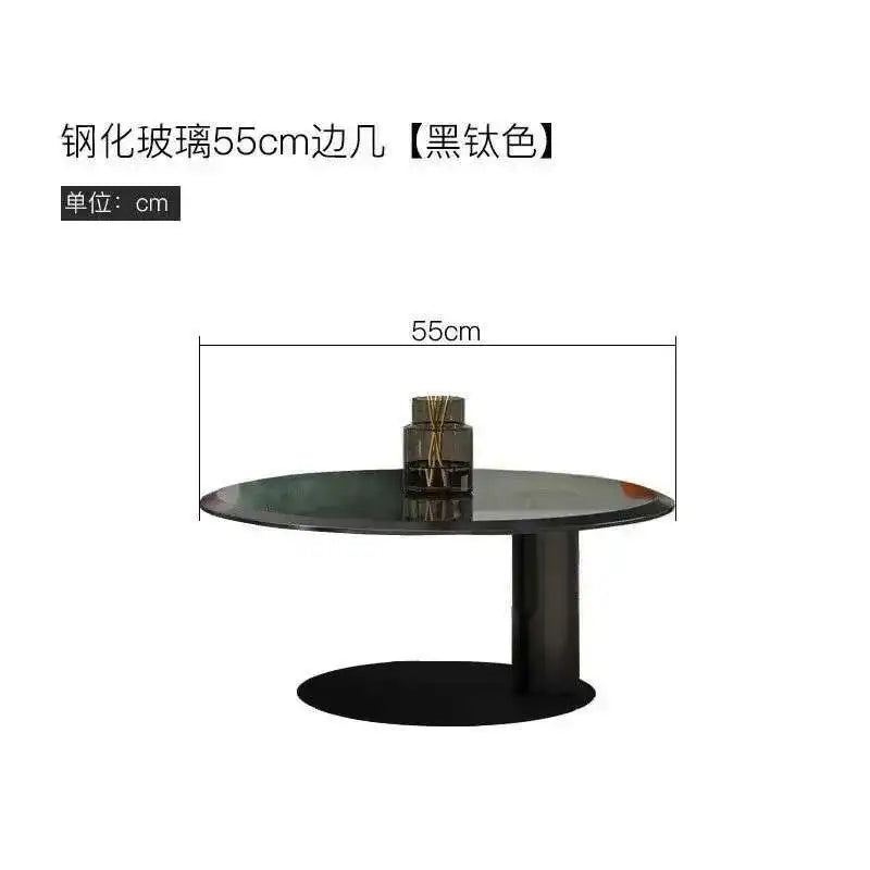 Designer Stainless Steel Coffee Tables European Luxury Round Tea Table Living Room Furniture Italian Tempered Glass Side Table