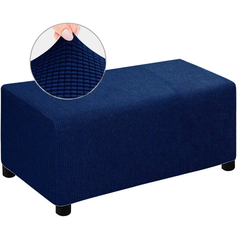 Jacquard Ottoman Slipcover Storage Stool Furniture Protector Cover Thick Rectangle Elastic Foot Rest Slipcover Home Decor 오토만 커버